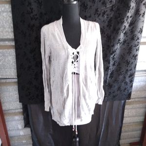 Outfit:Light Grey sweater ,Wht. tank, w/  Grey. skirt